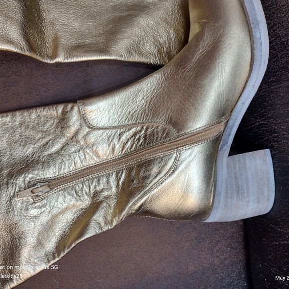 NWOB Free People Essential Gold Tall Slouch Boot Women's 37. US 6.5 Metallic - Picture 8 of 11
